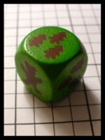 Dice : Dice - Game Dice - Unknown Large Green with Trees and Bear - Trade MN Jan 2010